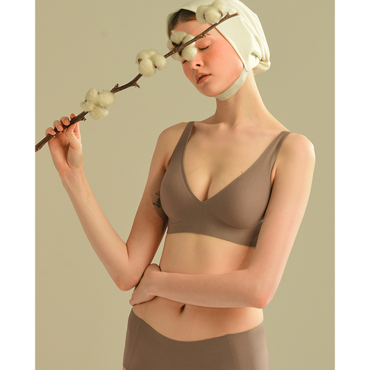 Bonnie Wireless Soft Plunge Bra & Underwear Set in Espresso