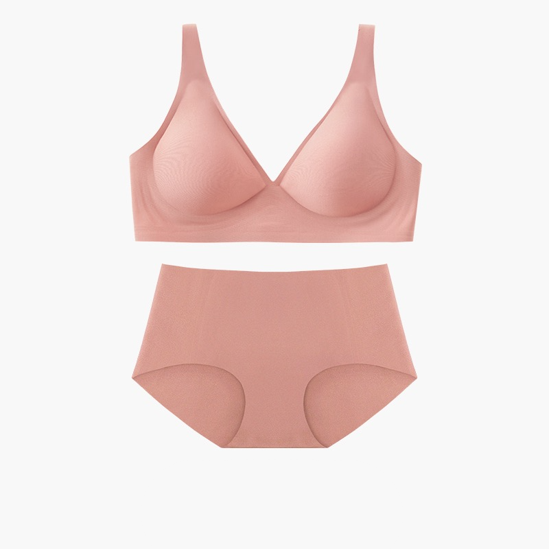 Bonnie Wireless Soft Plunge Bra & Underwear Set in Sand