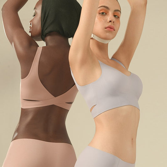 Carmen Longline Wireless Racerback Bra in Heather