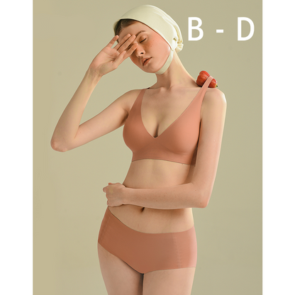 Bonnie Wireless Soft Plunge Bra & Underwear Set in Sand