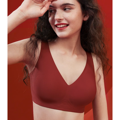 Rene Wireless Plunge Minimiser Bra in Pomegranate