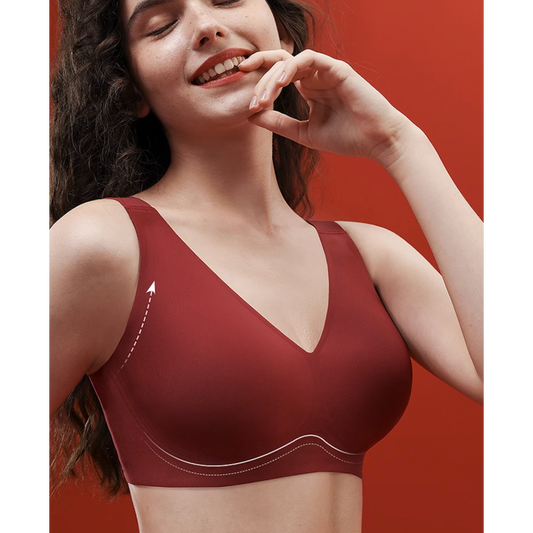 Rene Wireless Plunge Minimiser Bra in Pomegranate