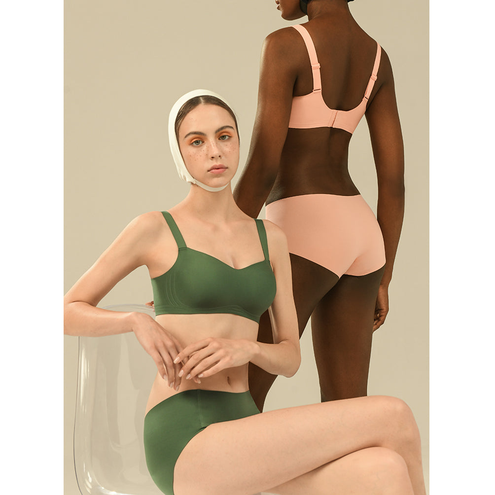 Zoey Wireless Square Neck Bra Basil
