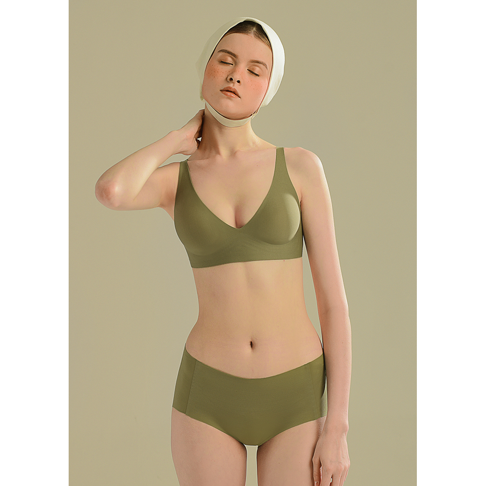 Bonnie Wireless Soft Plunge Bra & Underwear Set in Espresso