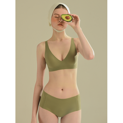 Bonnie Wireless Soft Plunge Bra & Underwear Set in Sand