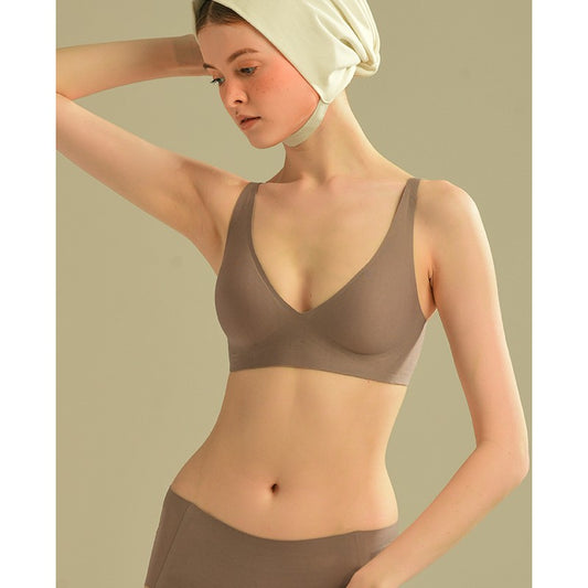 Bonnie Wireless Soft Plunge Bra & Underwear Set in Sand