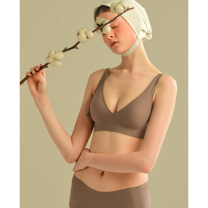Bonnie Wireless Soft Plunge Bra & Underwear Set in Espresso