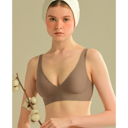 Bonnie Wireless Soft Plunge Bra & Underwear Set in Sand