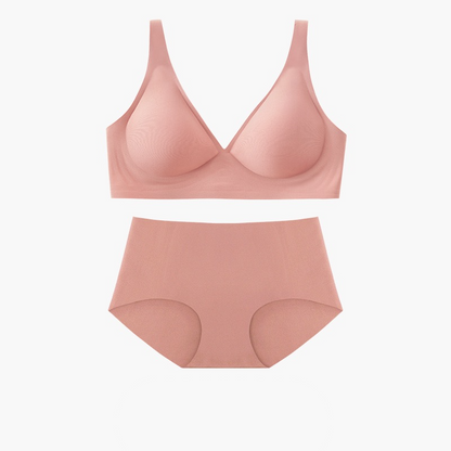 Bonnie Wireless Soft Plunge Bra & Underwear Set in Sand
