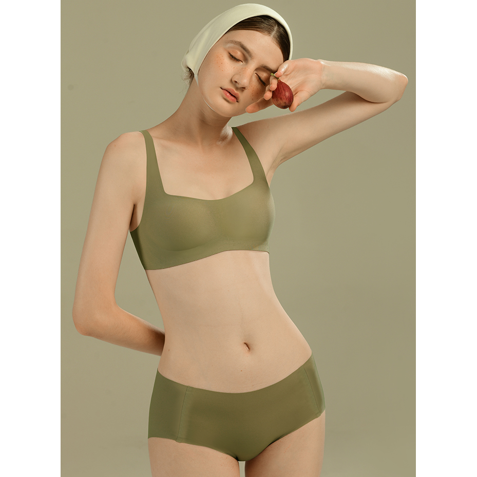 Adelaide Retro Square Neck Bra in Avocado