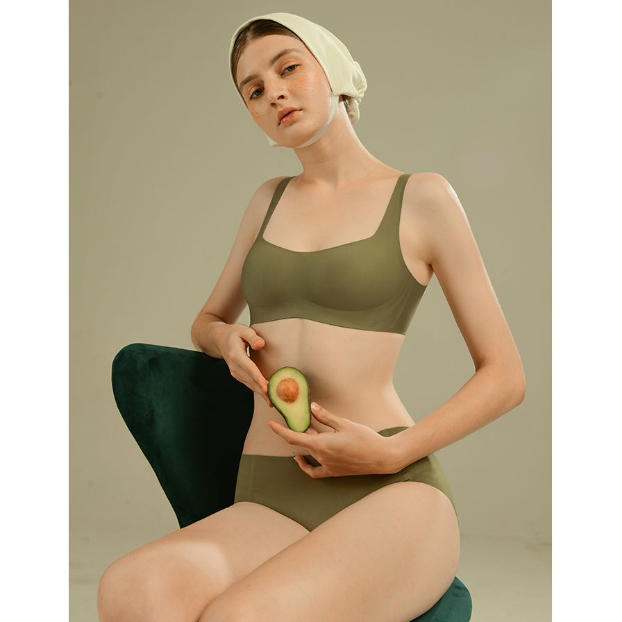 Adelaide Retro Square Neck Bra in Avocado